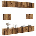 6-tlg. TV-Schrank-Set Wandmontage Altholz-Optik Holzwerkstoff
