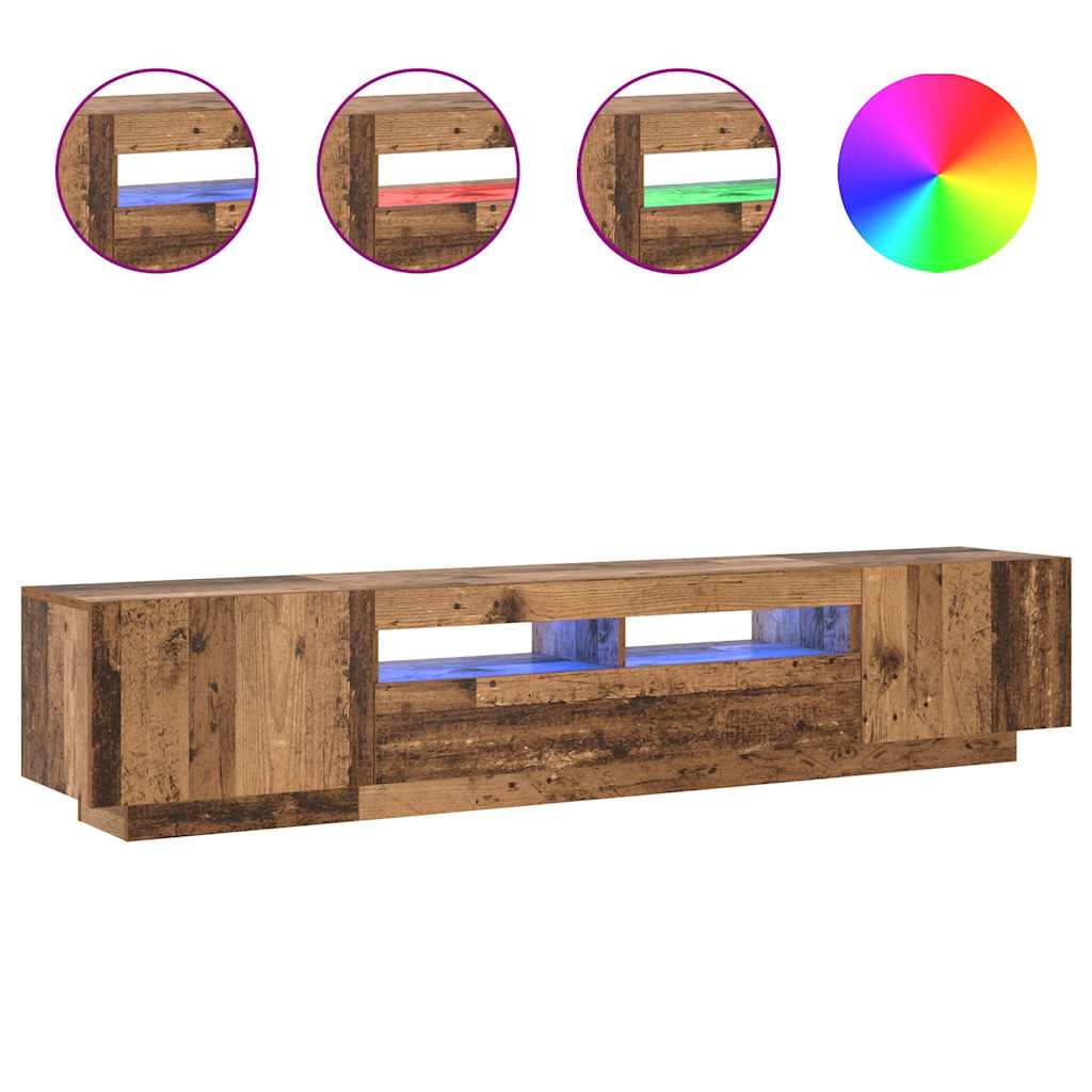 TV-Schrank mit LED-Leuchten Altholz-Optik 200x35x40 cm