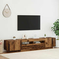 TV-Schrank mit LED-Leuchten Altholz-Optik 200x35x40 cm
