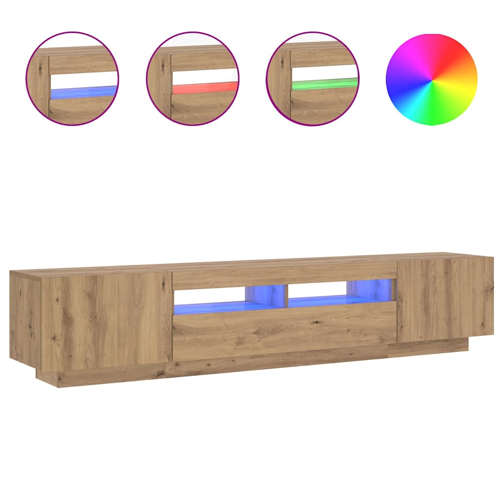 TV-Schrank mit LED-Leuchten Artisan-Eiche 200x35x40 cm