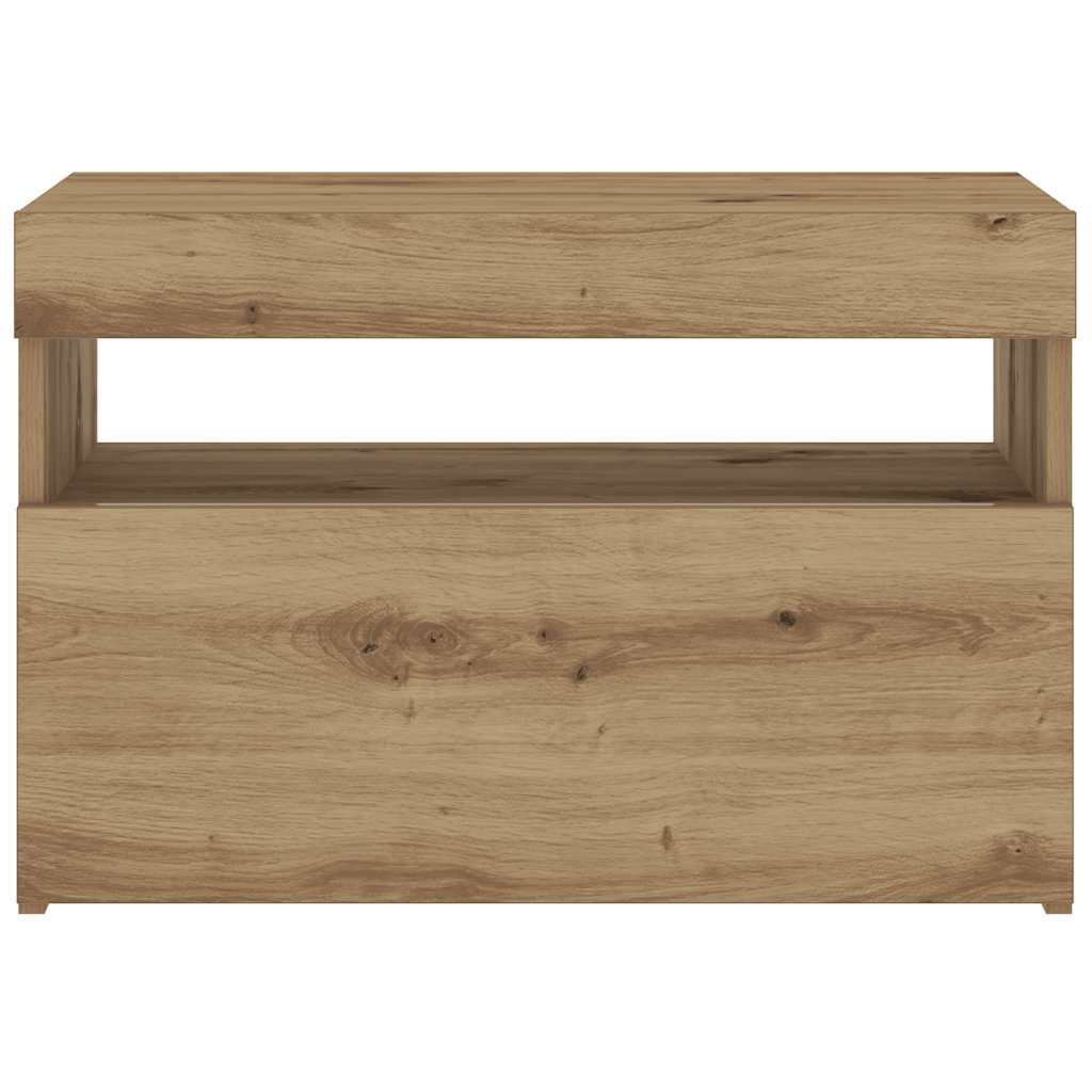 Nachttisch mit LED-Leuchten Artisan-Eiche 60x35x40 cm