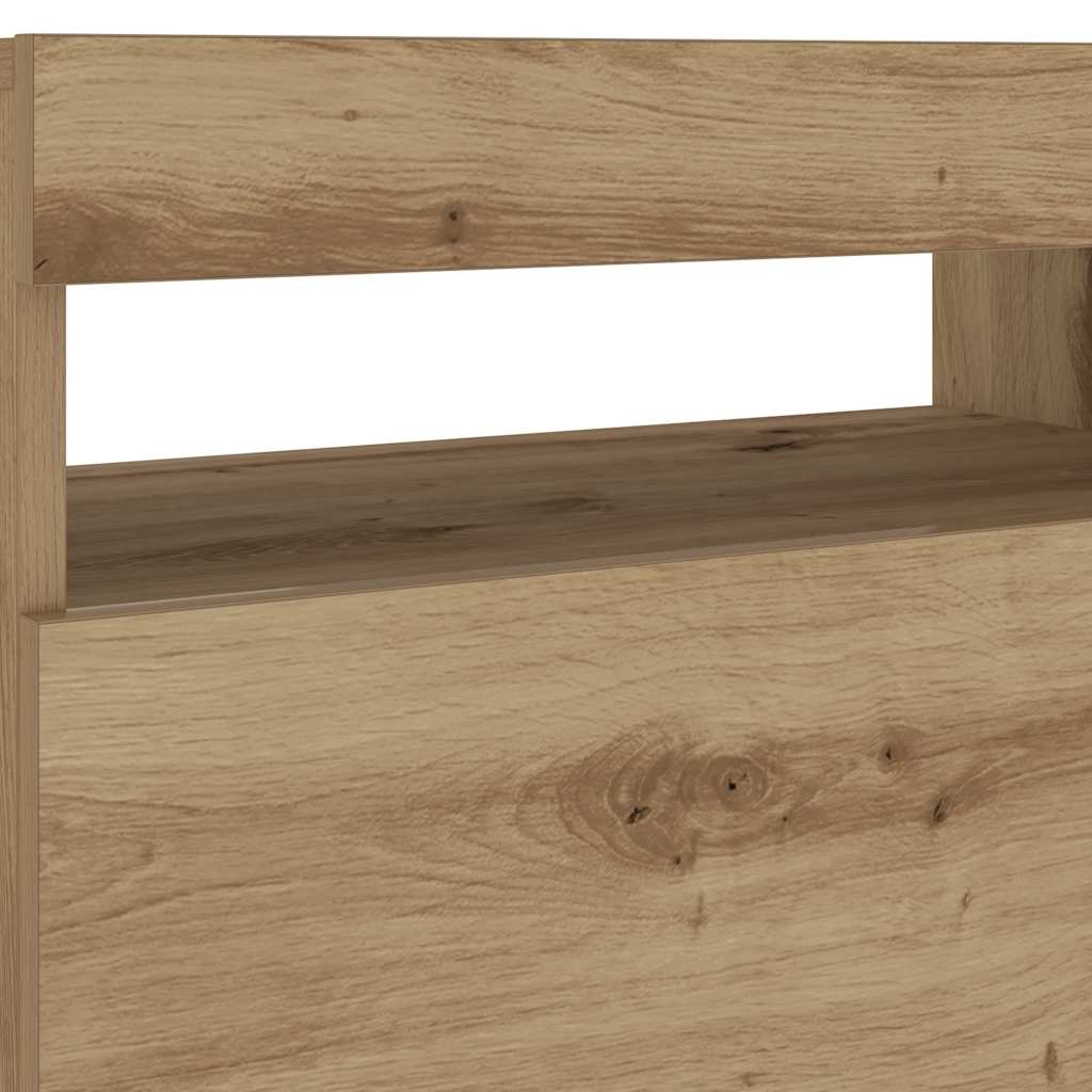 Nachttisch mit LED-Leuchten Artisan-Eiche 60x35x40 cm
