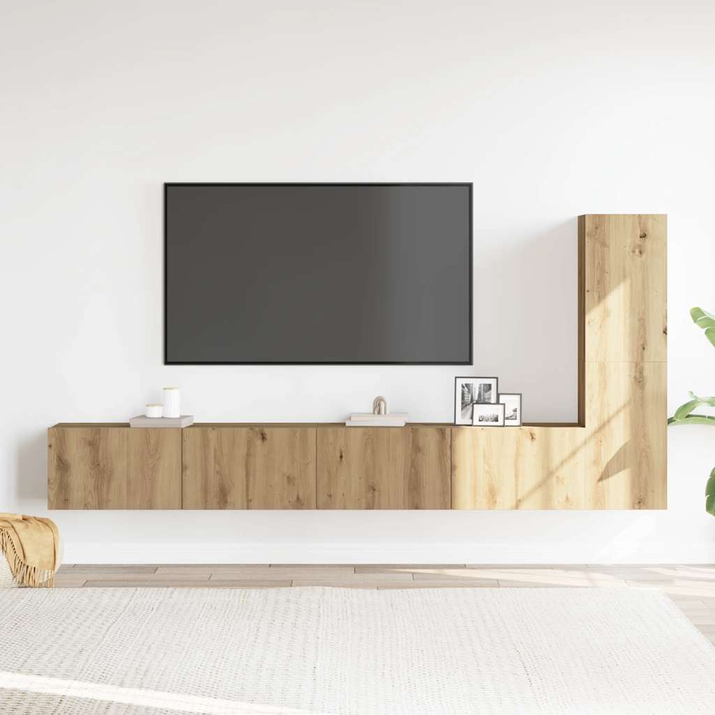 3-tlg. TV-Schrank-Set Wandmontage Artisan-Eiche Holzwerkstoff
