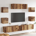 7-tlg. TV-Schrank-Set Wandmontage Altholz-Optik Holzwerkstoff