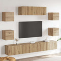 7-tlg. TV-Schrank-Set Wandmontage Artisan-Eiche Holzwerkstoff