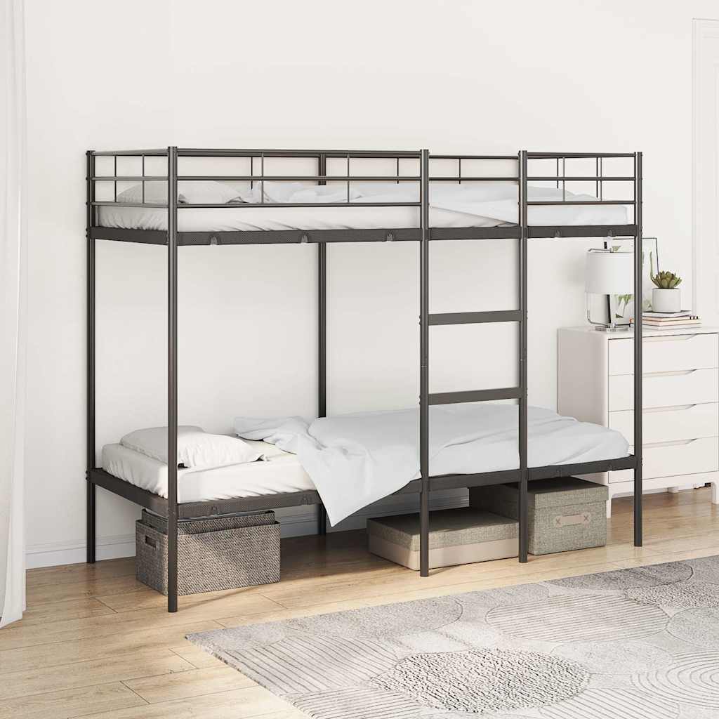 Etagenbett ohne Matratze Schwarz 75x190 cm Stahl