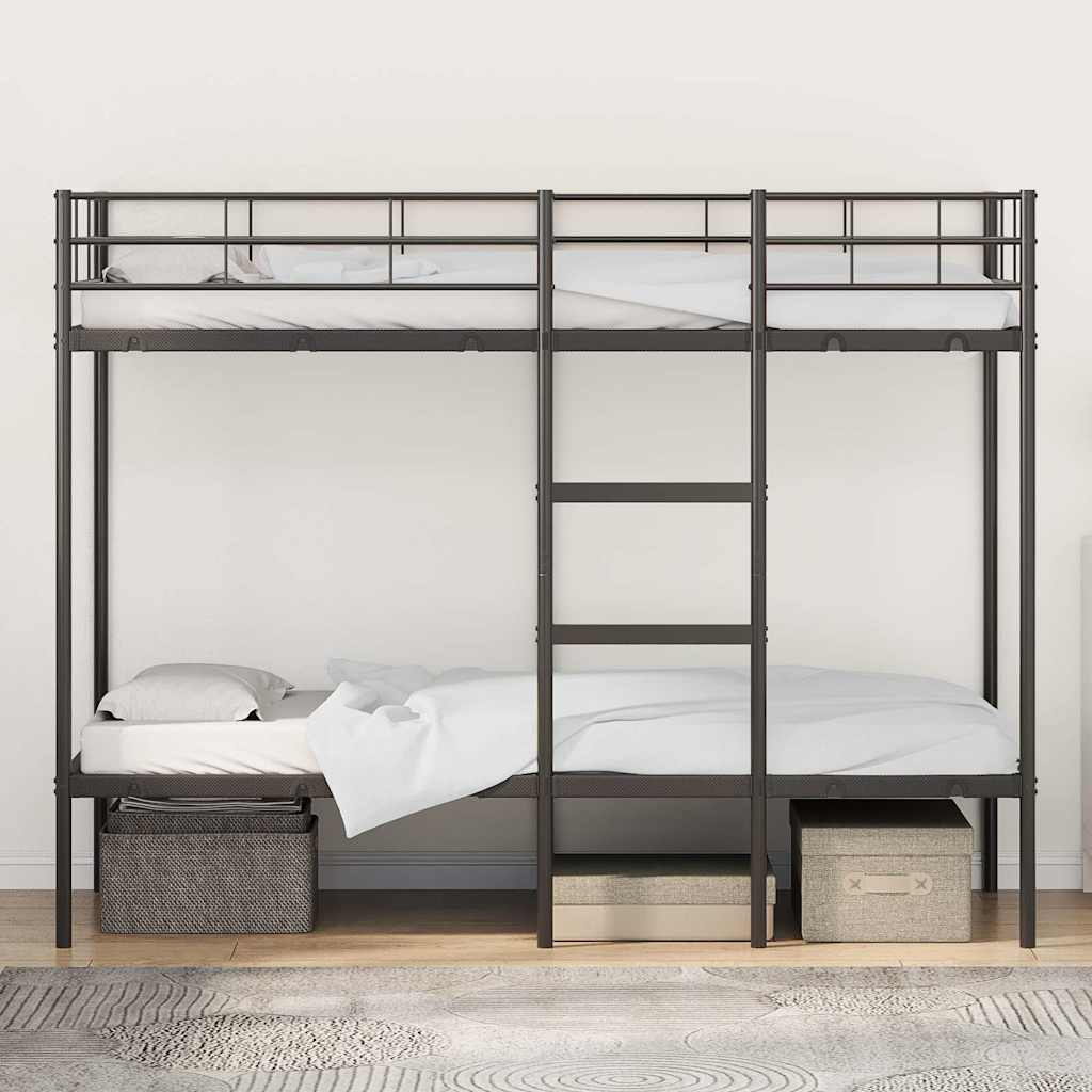 Etagenbett ohne Matratze Schwarz 90x190 cm Stahl