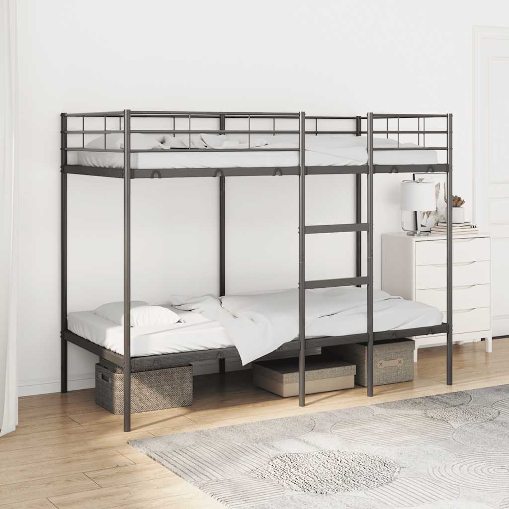 Etagenbett ohne Matratze Schwarz 90x190 cm Stahl