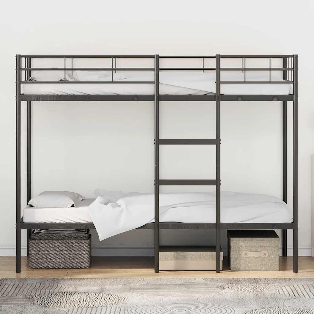 Etagenbett ohne Matratze Schwarz 90x200 cm Stahl