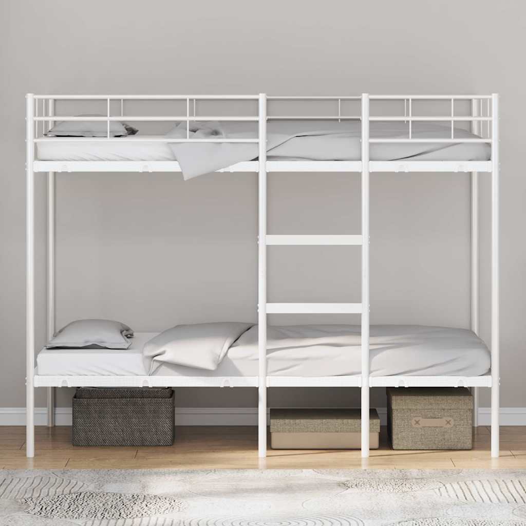 Etagenbett ohne Matratze Weiß 90x200 cm Stahl