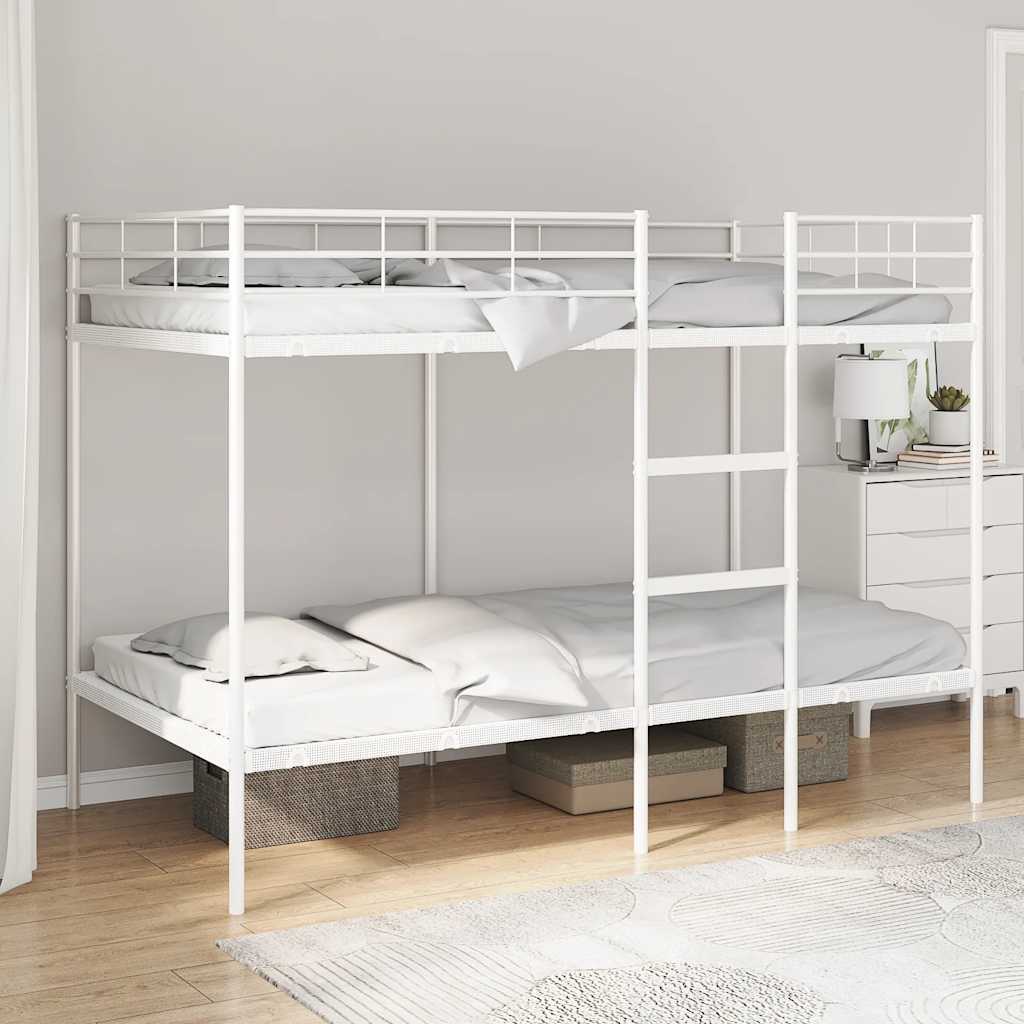Etagenbett ohne Matratze Weiß 100x200 cm Stahl