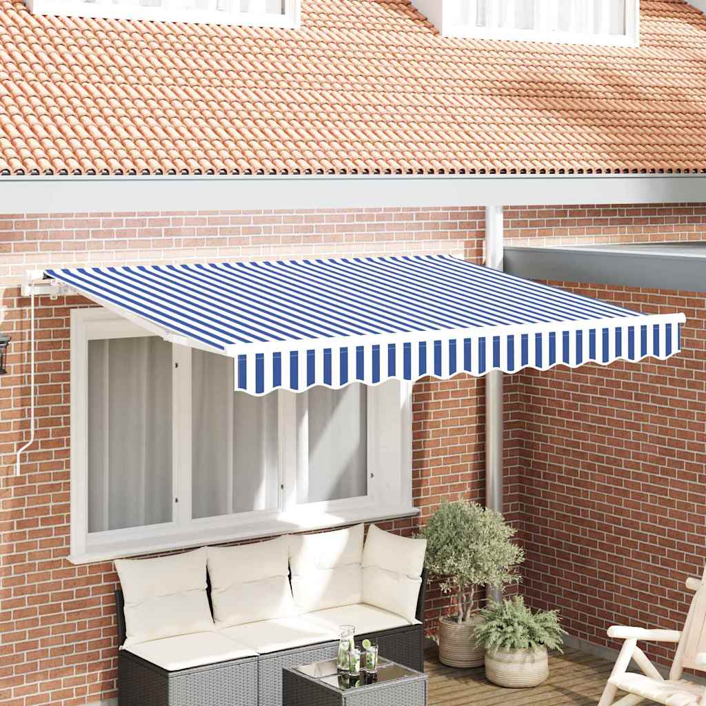 Markisenersatzstoff Blau und Weiß 3,5 x 2 m Polyester