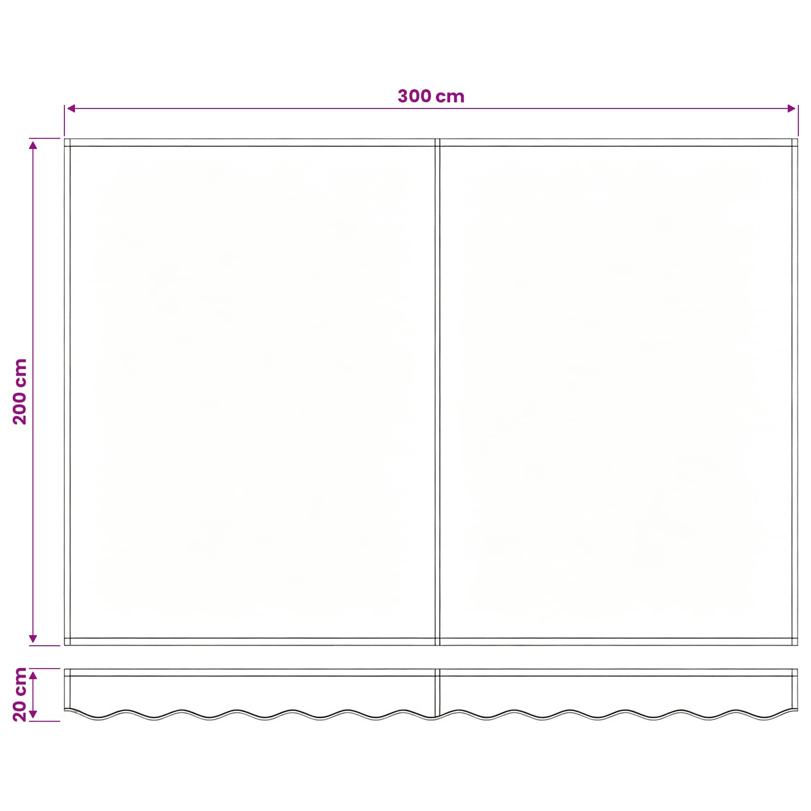 Markisenersatzstoff Gelb und Weiß 3 x 2 m Polyester