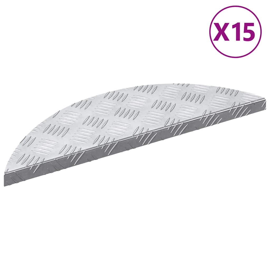 Treppe Tritt Halbmond 15 pcs Silber 60 x 18 x 2,5 cm Aluminium