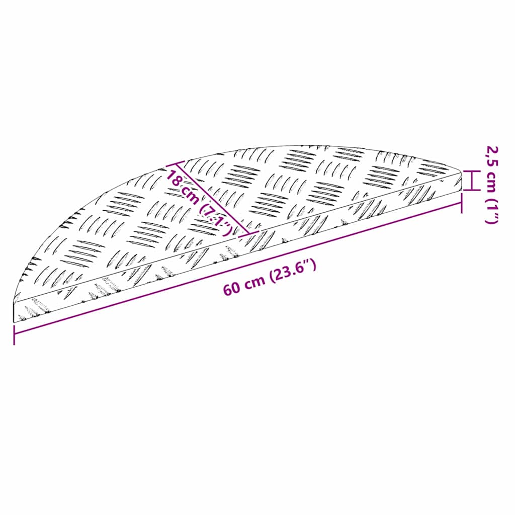 Treppe Tritt Halbmond 15 pcs Silber 60 x 18 x 2,5 cm Aluminium