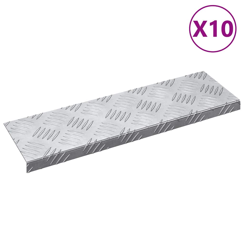 Treppe Tritt 10 pcs Silber 60 x 18 x 2,5 cm Aluminium