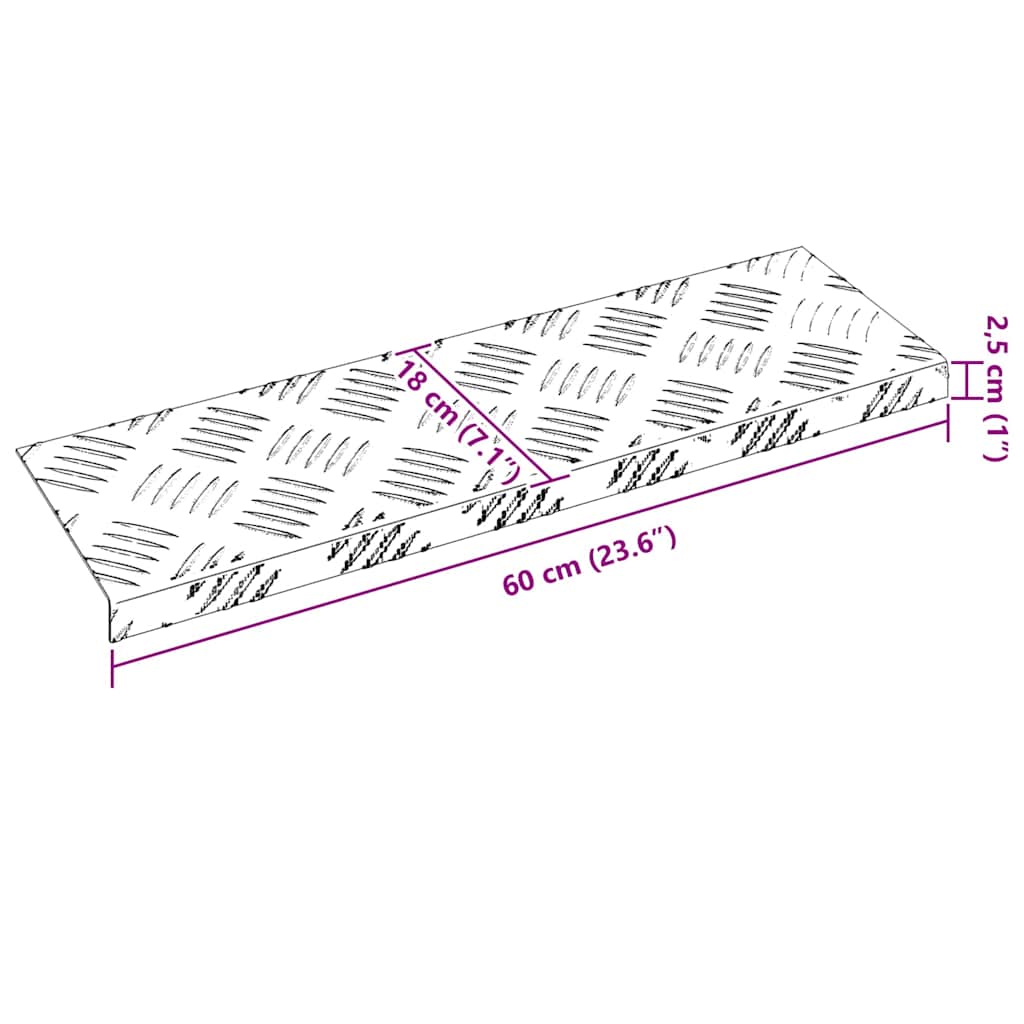 Treppe Tritt 10 pcs Silber 60 x 18 x 2,5 cm Aluminium