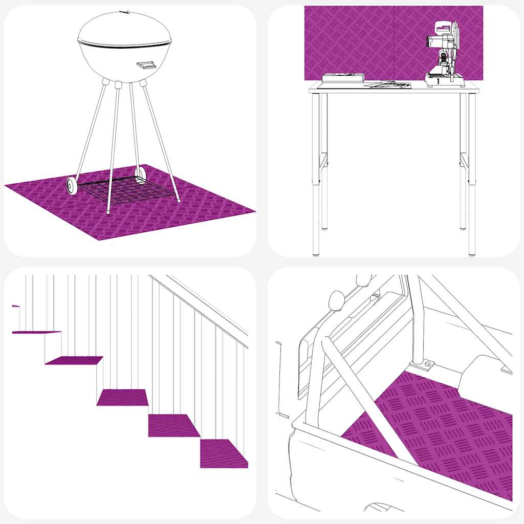 Treppe Tritt Rechtwinklig 4 pcs Silber 70 x 20 cm Aluminium