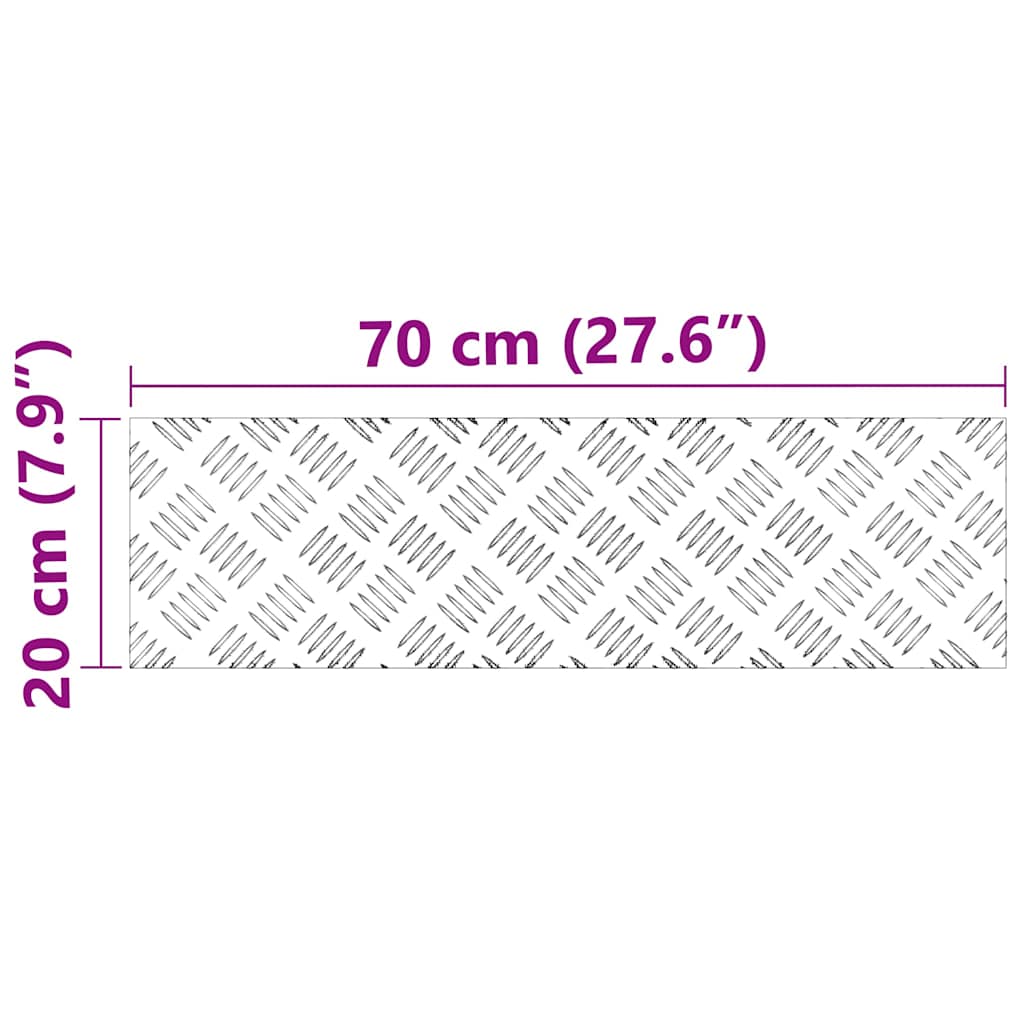 Treppe Tritt Rechtwinklig 4 pcs Silber 70 x 20 cm Aluminium