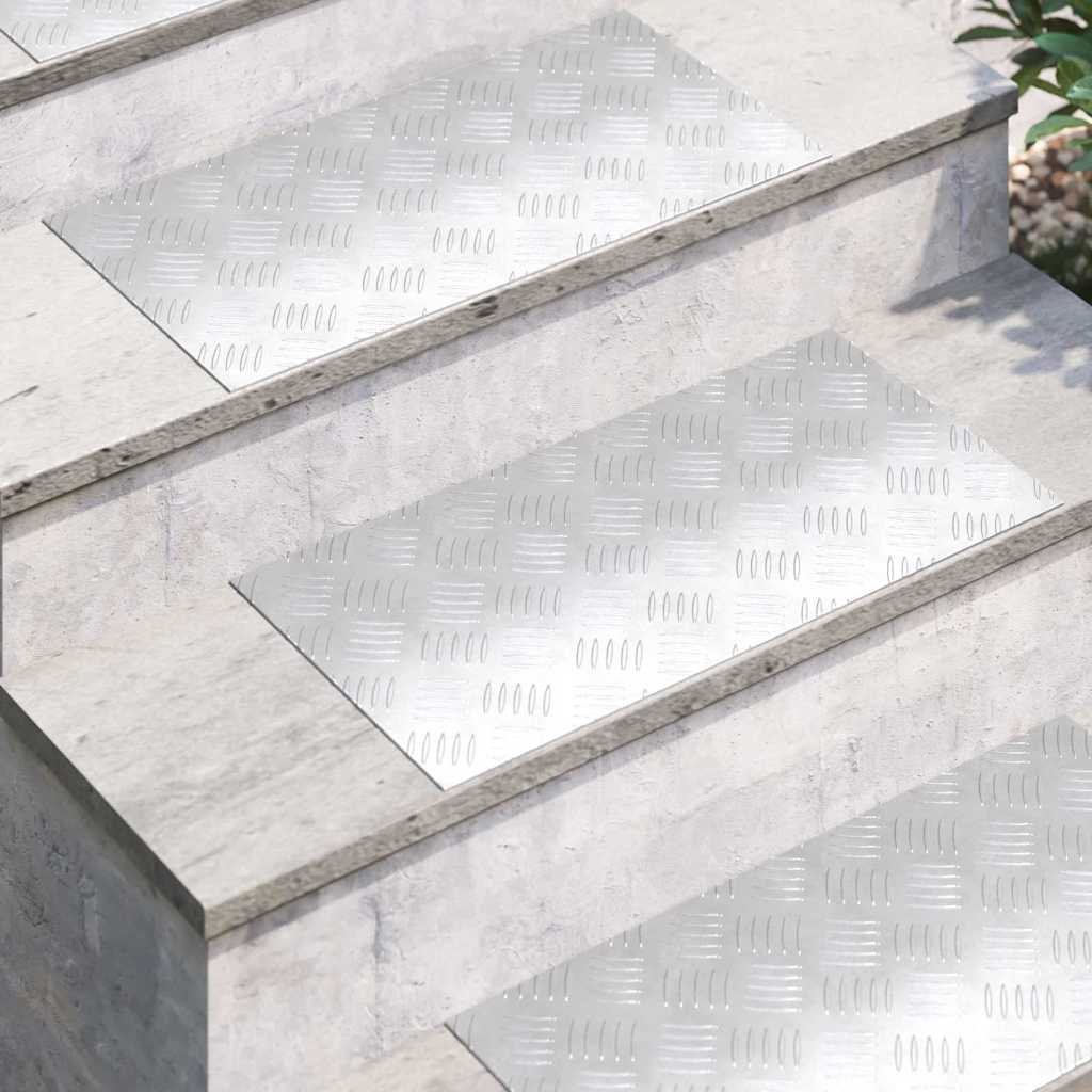 Treppe Tritt Rechtwinklig 4 pcs Silber 60 x 30 cm Aluminium