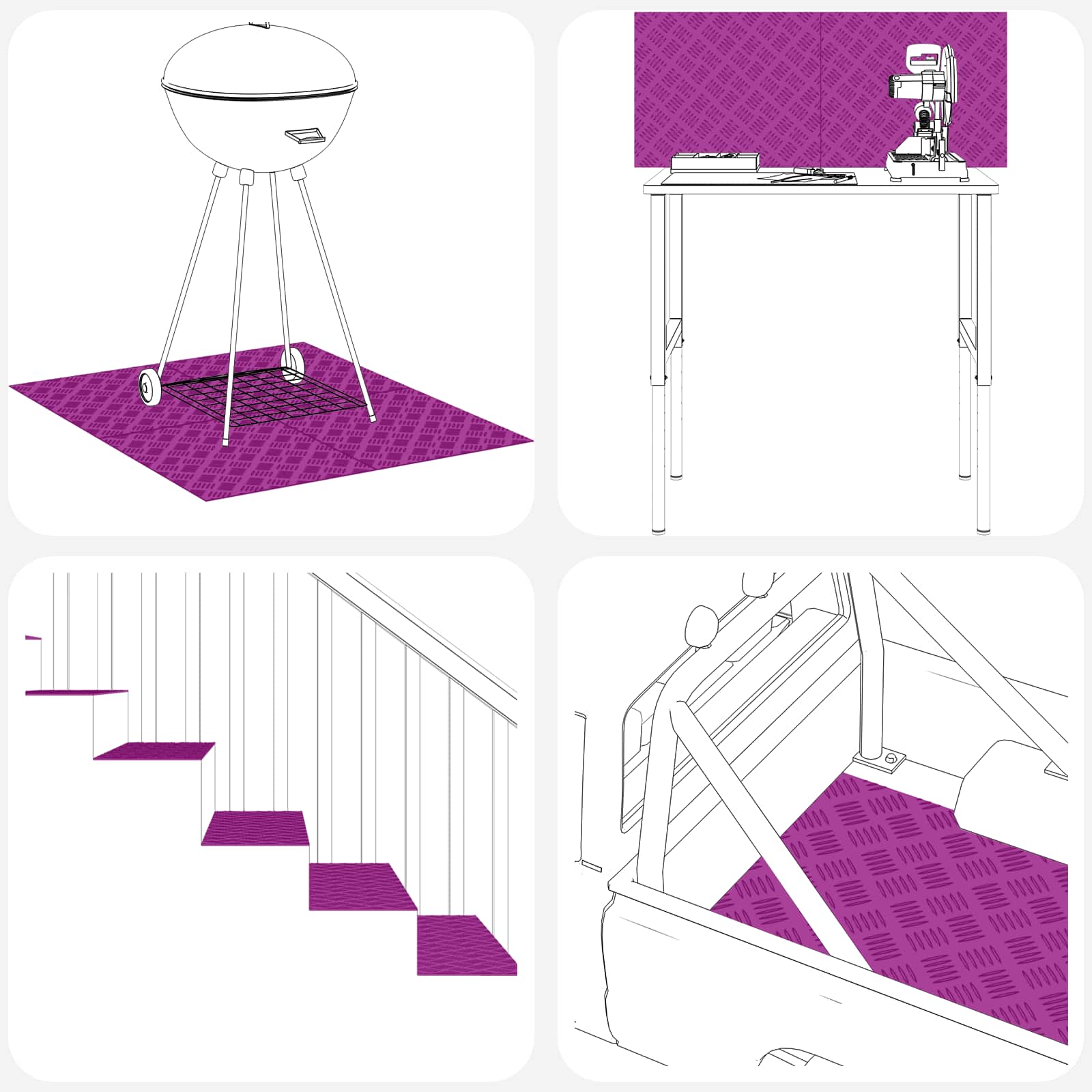 Treppe Tritt Rechtwinklig 4 pcs Silber 50 x 40 cm Aluminium