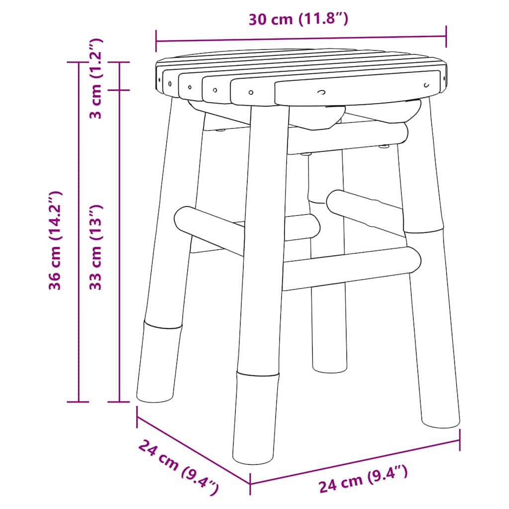 Hocker Bambus Natur 30 x 30 x 36 cm Bambus