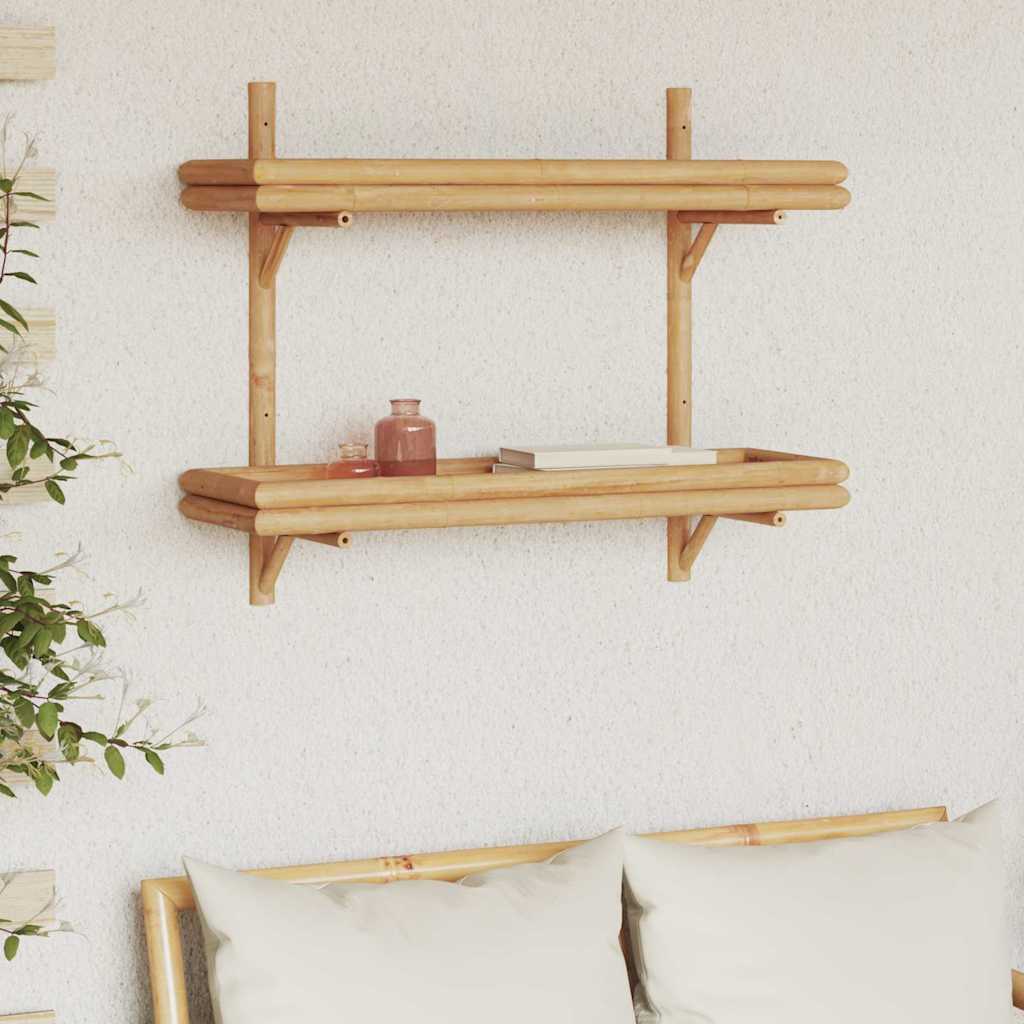 Wandregal mit Regal Wandmontiert Braun 75 x 26 x 60 cm Bambus