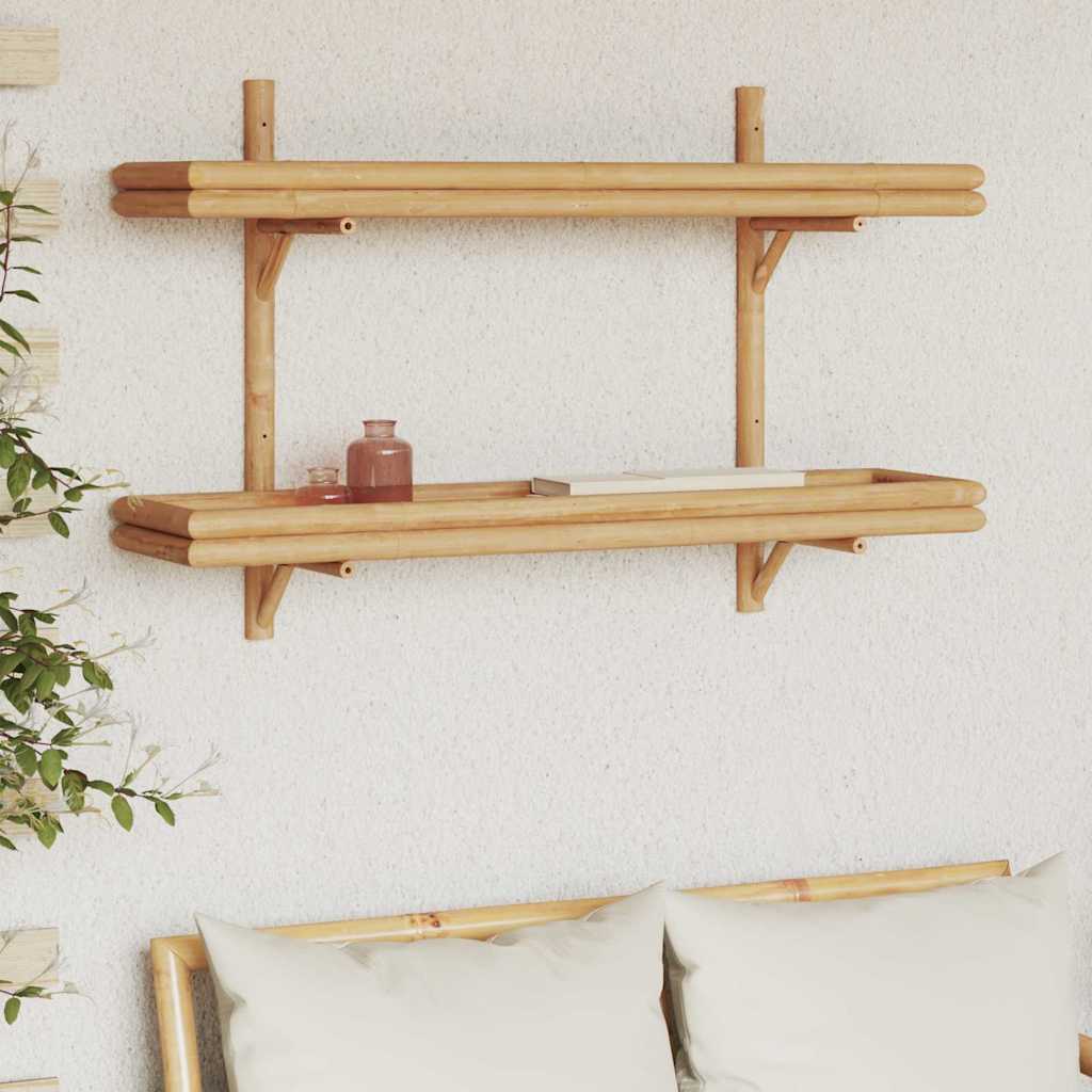 Wandregal mit Regal Wandmontiert Braun 100 x 26 x 60 cm Bambus