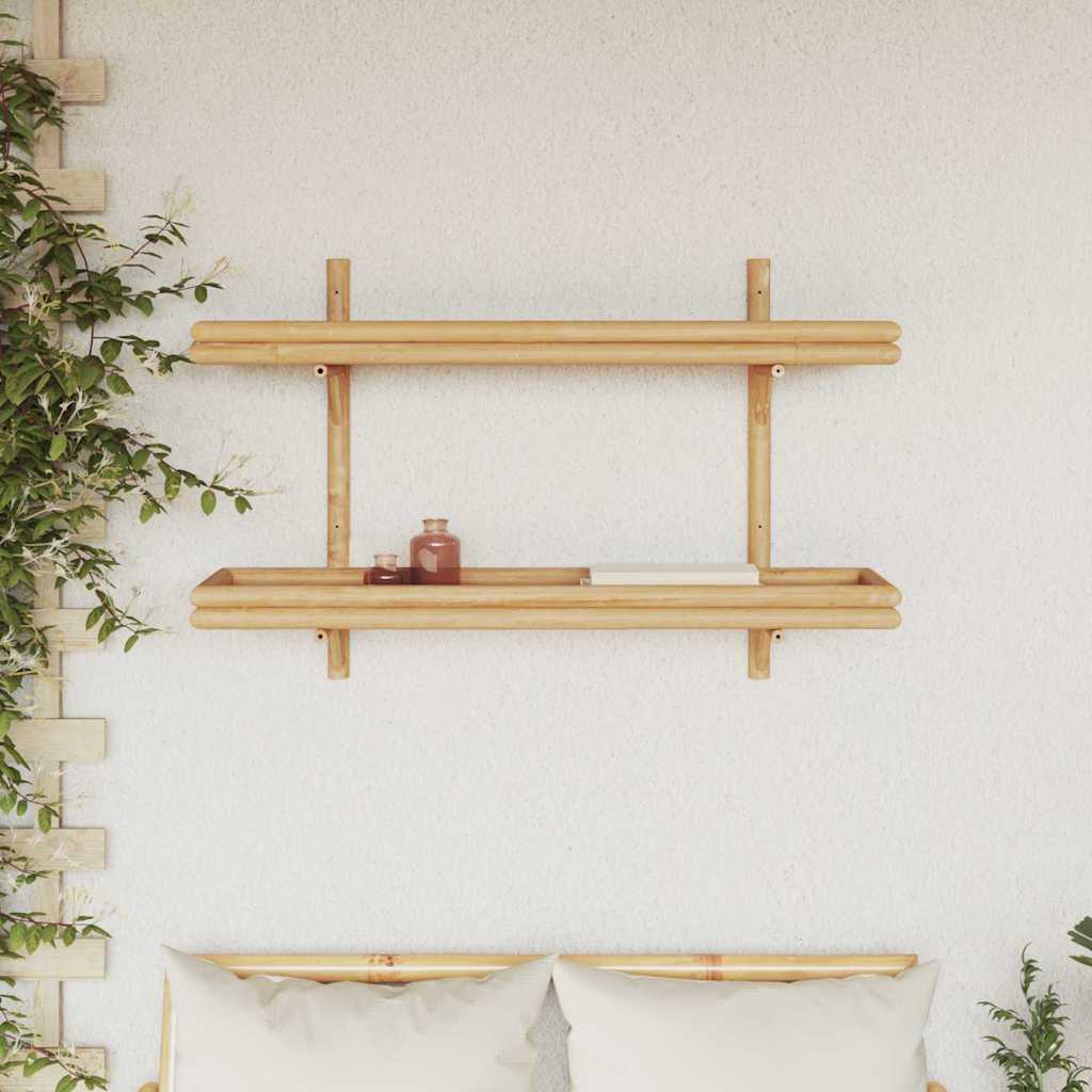 Wandregal mit Regal Wandmontiert Braun 100 x 26 x 60 cm Bambus