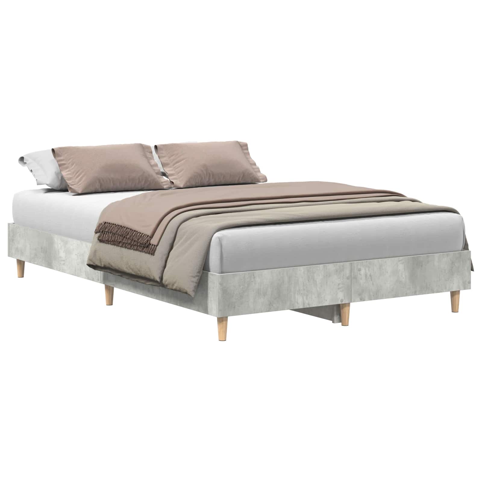Bettrahmen Beton Grau 193 x 123 x 25 cm Holzwerkstoff