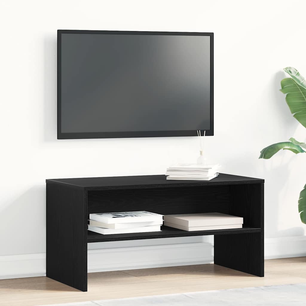 TV-Schrank Schwarz Eiche-Optik 80x40x40 cm Holzwerkstoff
