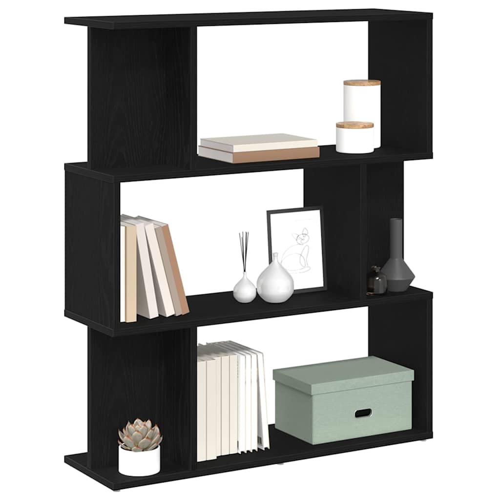 Bücherregal Schwarz Eichen-Optik 80x24x96 cm Holzwerkstoff