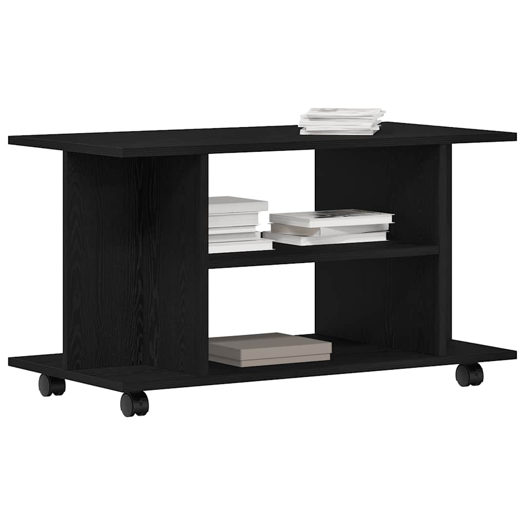 TV-Schrank mit Rollen Schwarz Eichen-Optik 80x40x45 cm