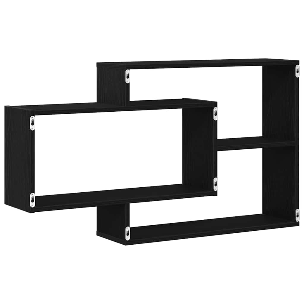 Wandregal Eiche Schwarz 104x20x58,5 cm Holzwerkstoff