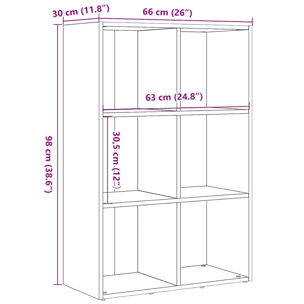 Bücherregal Schwarz Eichen-Optik 66x30x98 cm Holzwerkstoff