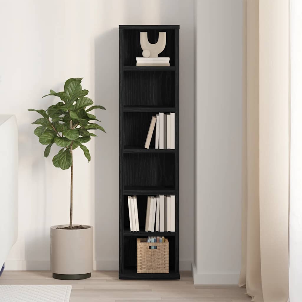 CD-Schrank Schwarz Eichen-Optik 21x20x88 cm Holzwerkstoff