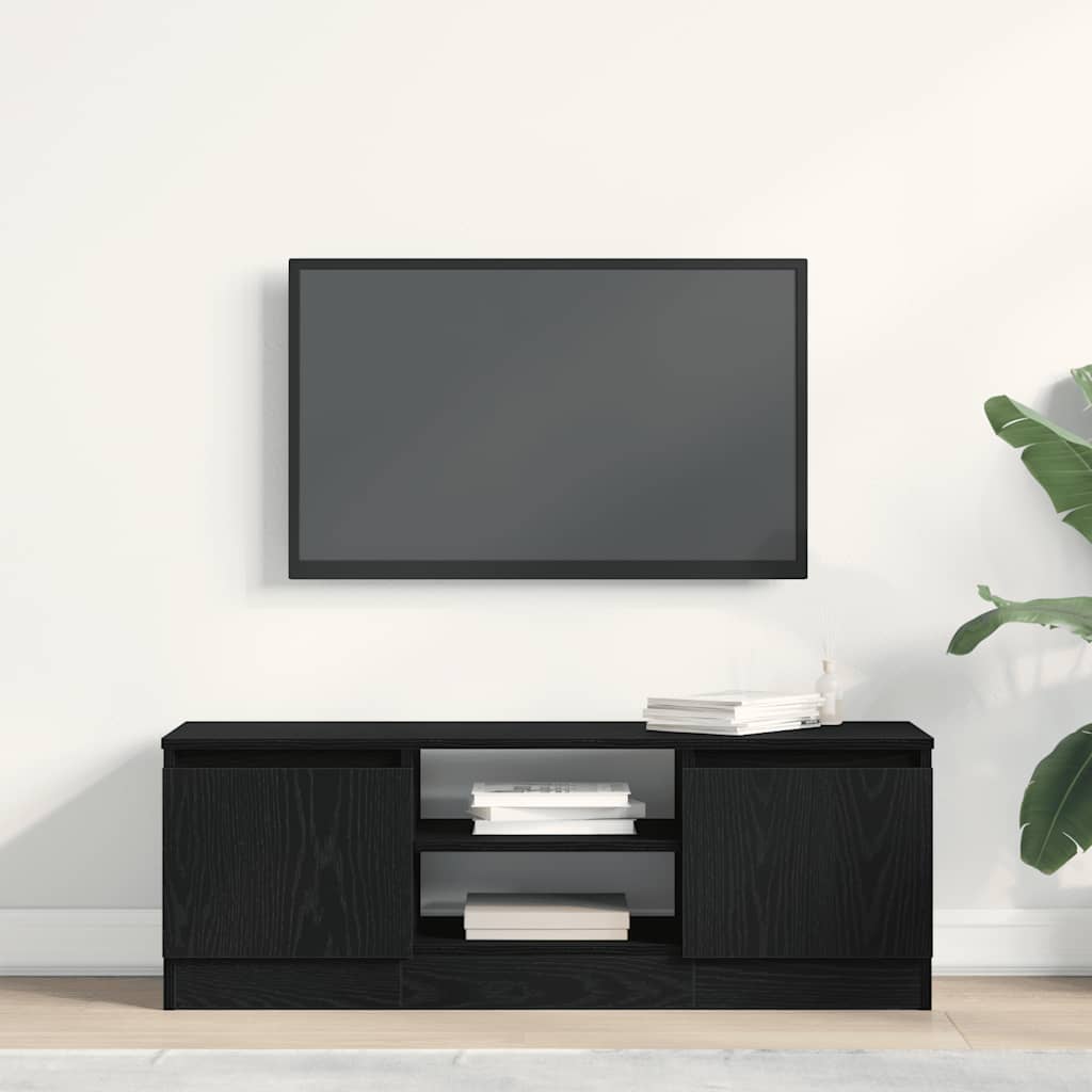 TV-Schrank Schwarz Eichen-Optik 102x30x36 cm Holzwerkstoff