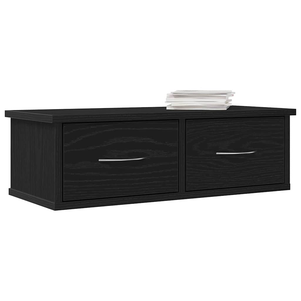 Wandschrank Wandmontiert Schwarz Eichen-Optik 60 x 26 x 18,5 cm