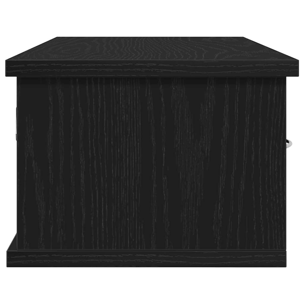 Wandschrank Wandmontiert Schwarz Eichen-Optik 60 x 26 x 18,5 cm