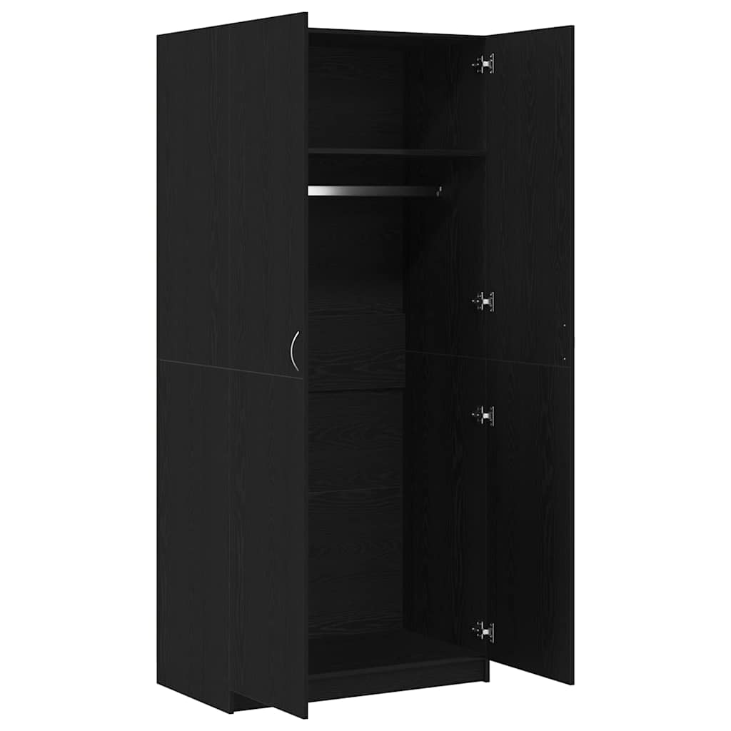 Kleiderschrank mit Tür Schwarz Eichen-Optik 90 x 52 x 200 cm