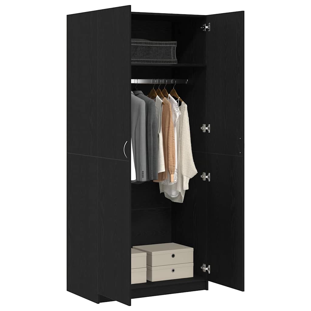 Kleiderschrank mit Tür Schwarz Eichen-Optik 90 x 52 x 200 cm