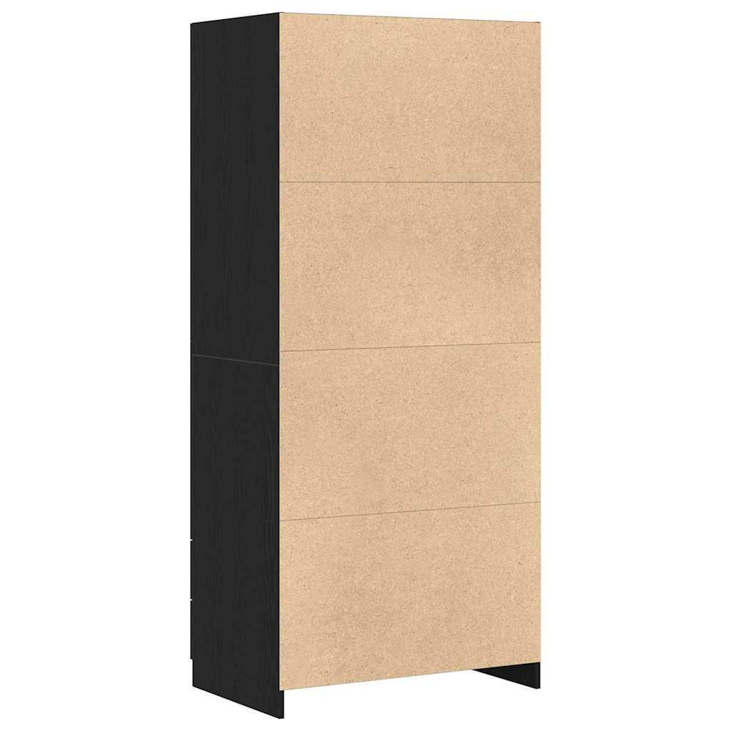 Kleiderschrank mit Tür Schwarz Eichen-Optik 80 x 52 x 180 cm