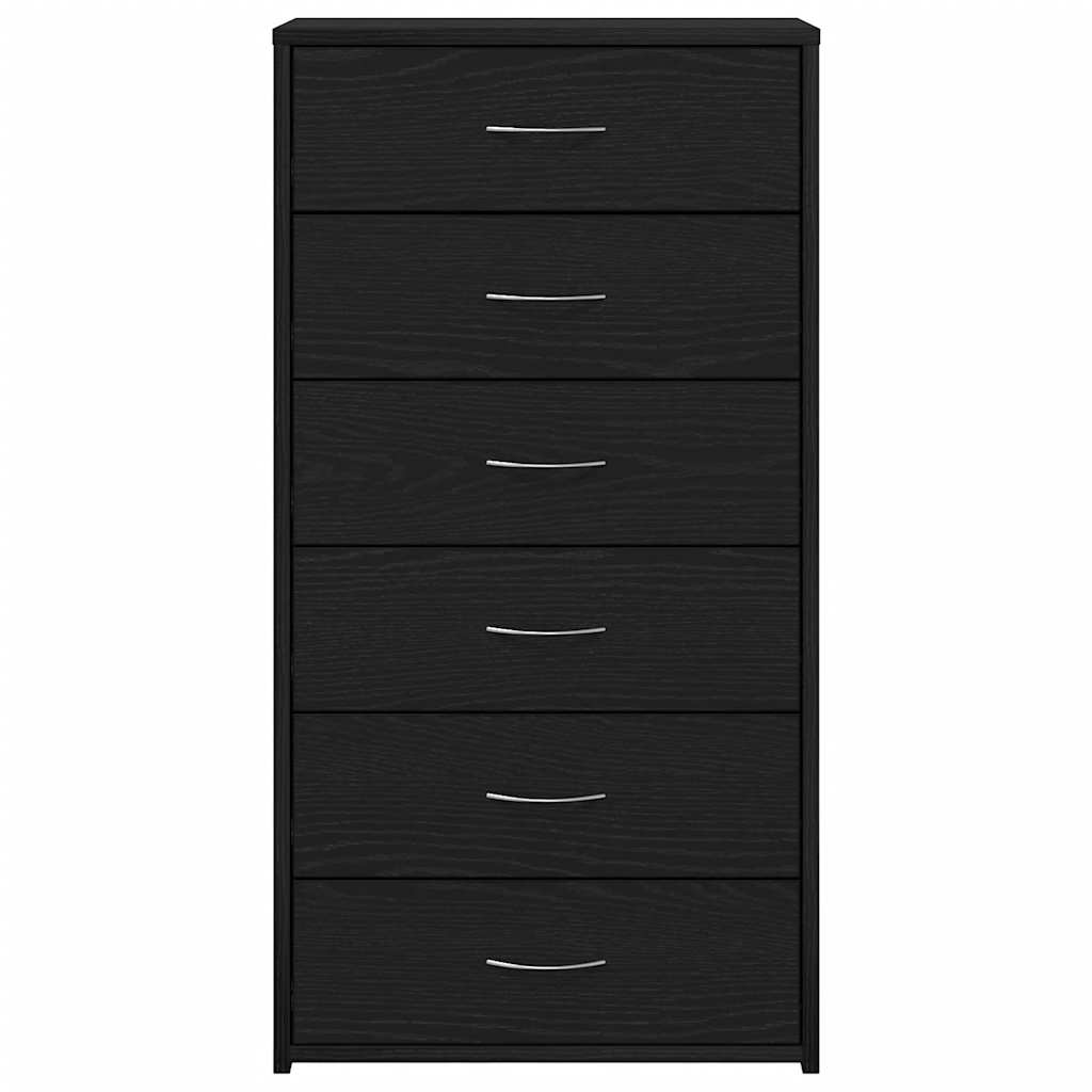 Sideboard mit 6 Schubladen Schwarz Eichen-Optik 50x34x96 cm