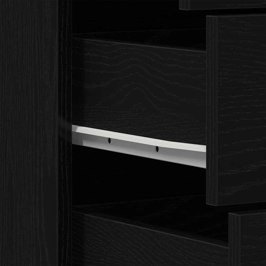 Sideboard mit 6 Schubladen Schwarz Eichen-Optik 50x34x96 cm