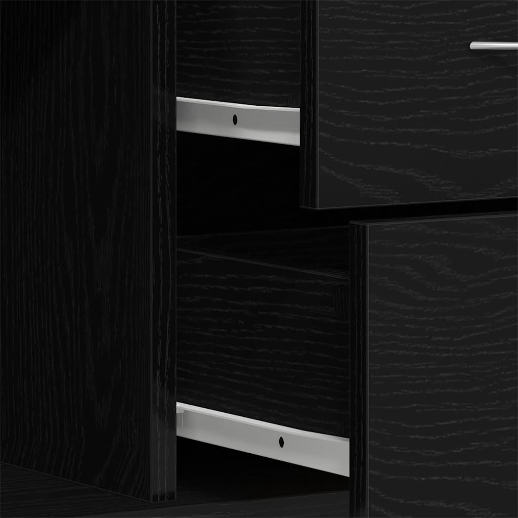 Sideboard Schwarz Eichen-Optik 88x30x64 cm Holzwerkstoff