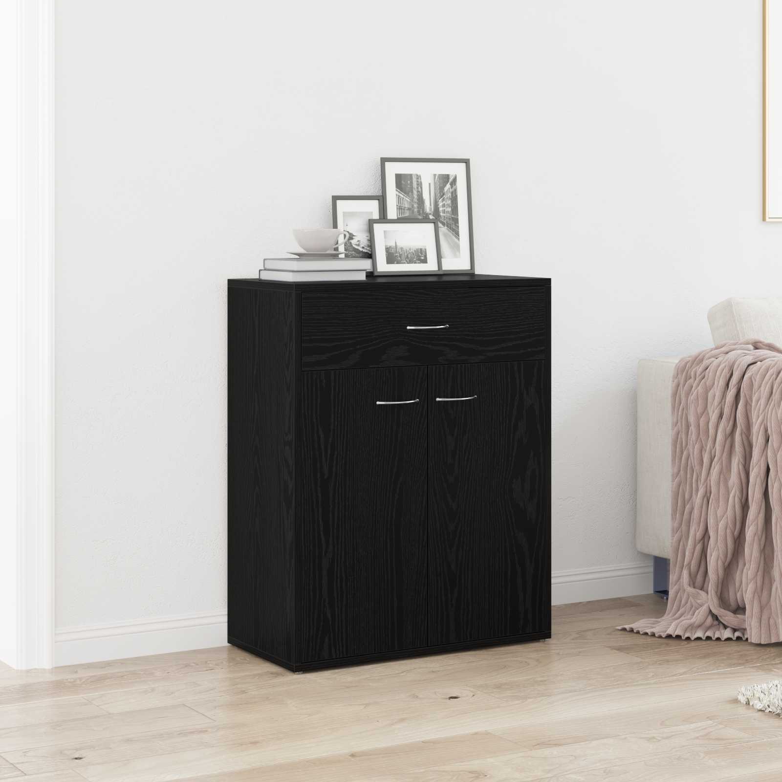 Sideboard Schwarz Eichen-Optik 60 x 30 x 75 cm Holzwerkstoff