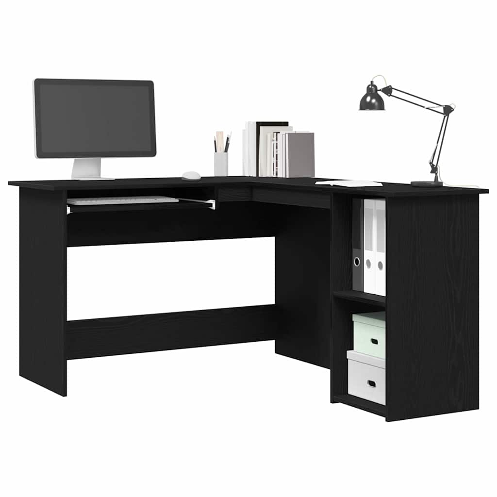 Eck-Schreibtisch Schwarz Eichen-Optik 120 x 140 x 75 cm
