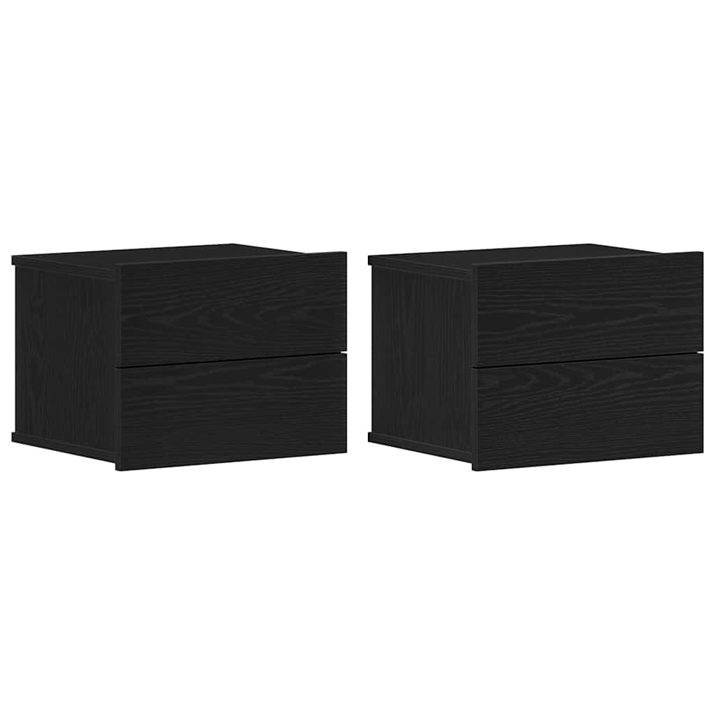 Nachttisch 2 pcs Schwarz Eichen-Optik 40 x 30 x 30 cm