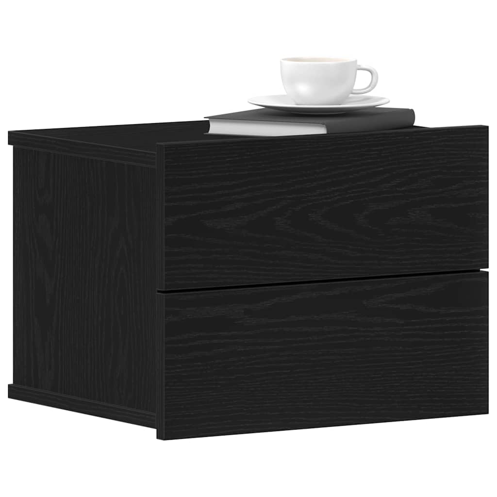 Nachttisch 2 pcs Schwarz Eichen-Optik 40 x 30 x 30 cm