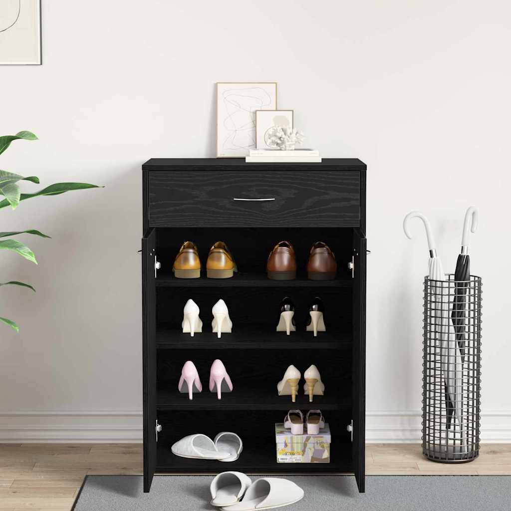 Schuhregal Schwarz Eichen-Optik 60 x 35 x 84 cm Holzwerkstoff